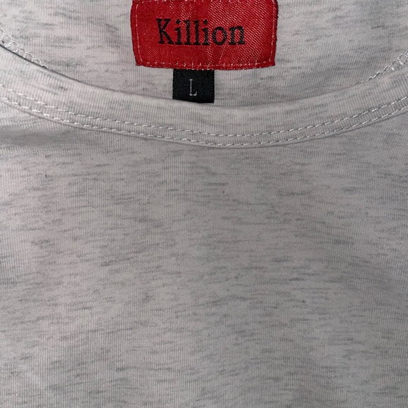 Killion Gray Shirt with Stitching Design On Sleeves Size Large condition - Picture 4 of 5